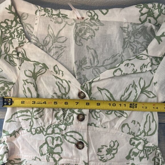 Free People Thing Called Love Ivory Green Mini Dress - Size 2 (V6) - Picture 12 of 14